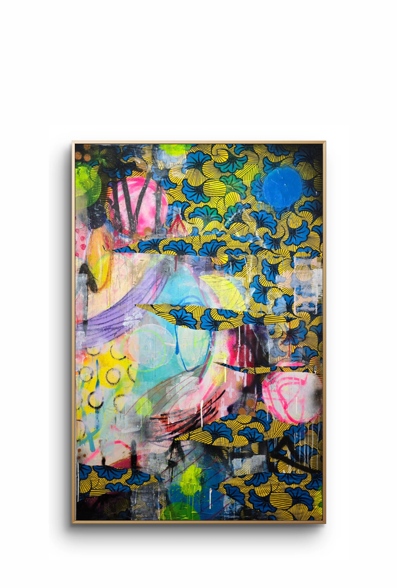 Leiga "Lutté" Técnica Mista Sobre Tecido Original Senegal 2024